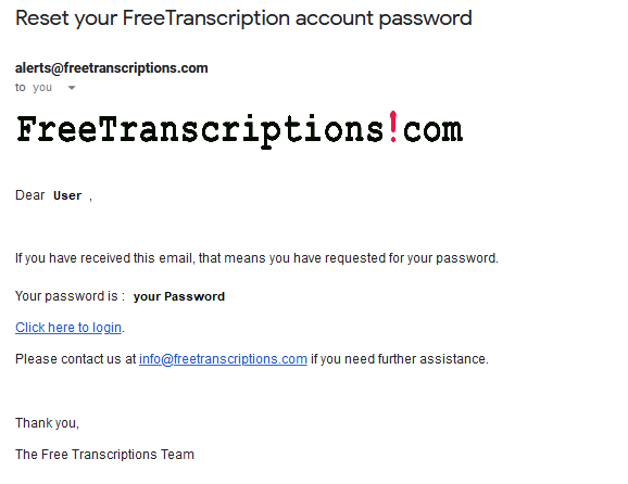 Reset Password Free Transcriptions